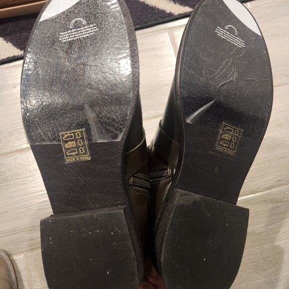 Free People Billie Buckle Forest green leather Moto boots size 8 - Picture 6 of 7